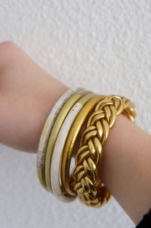 Bracelet en corne laquée – Doré – Image 3