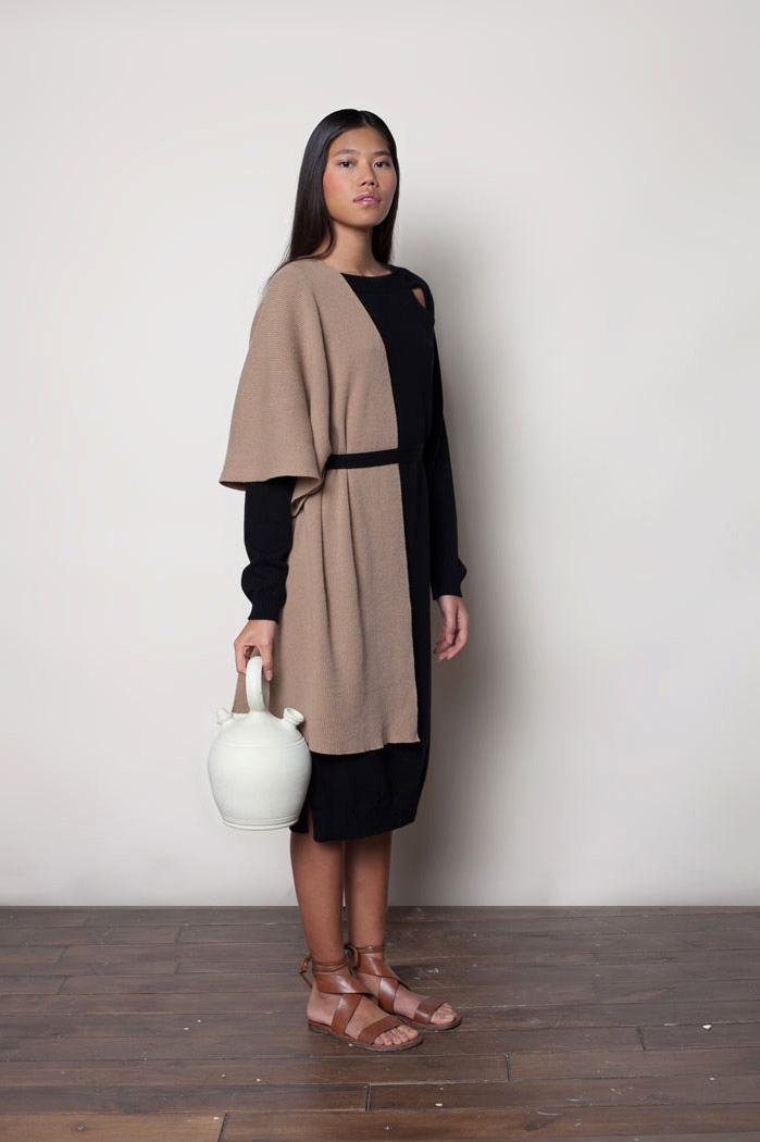 Beige Cashmere and wool knit scarf – Image 4