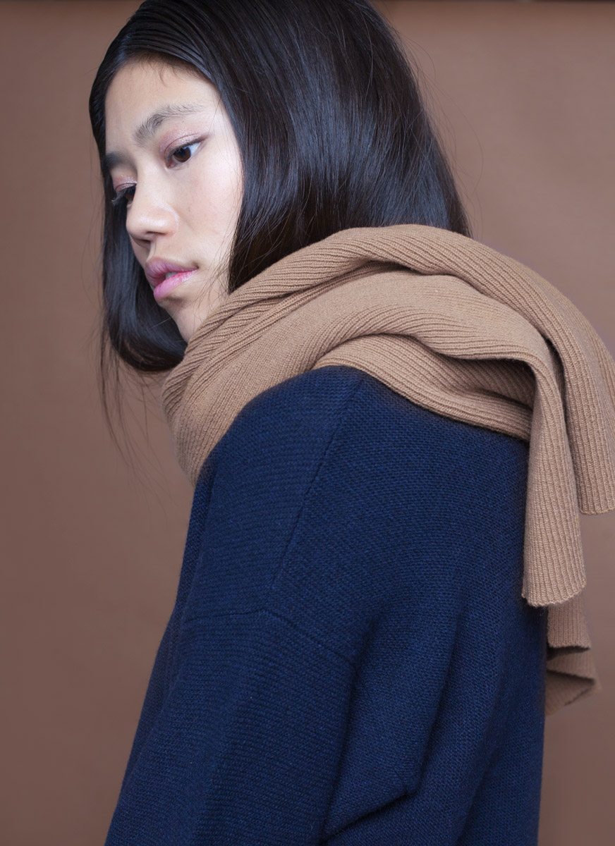 Beige Cashmere and wool knit scarf – Image 3