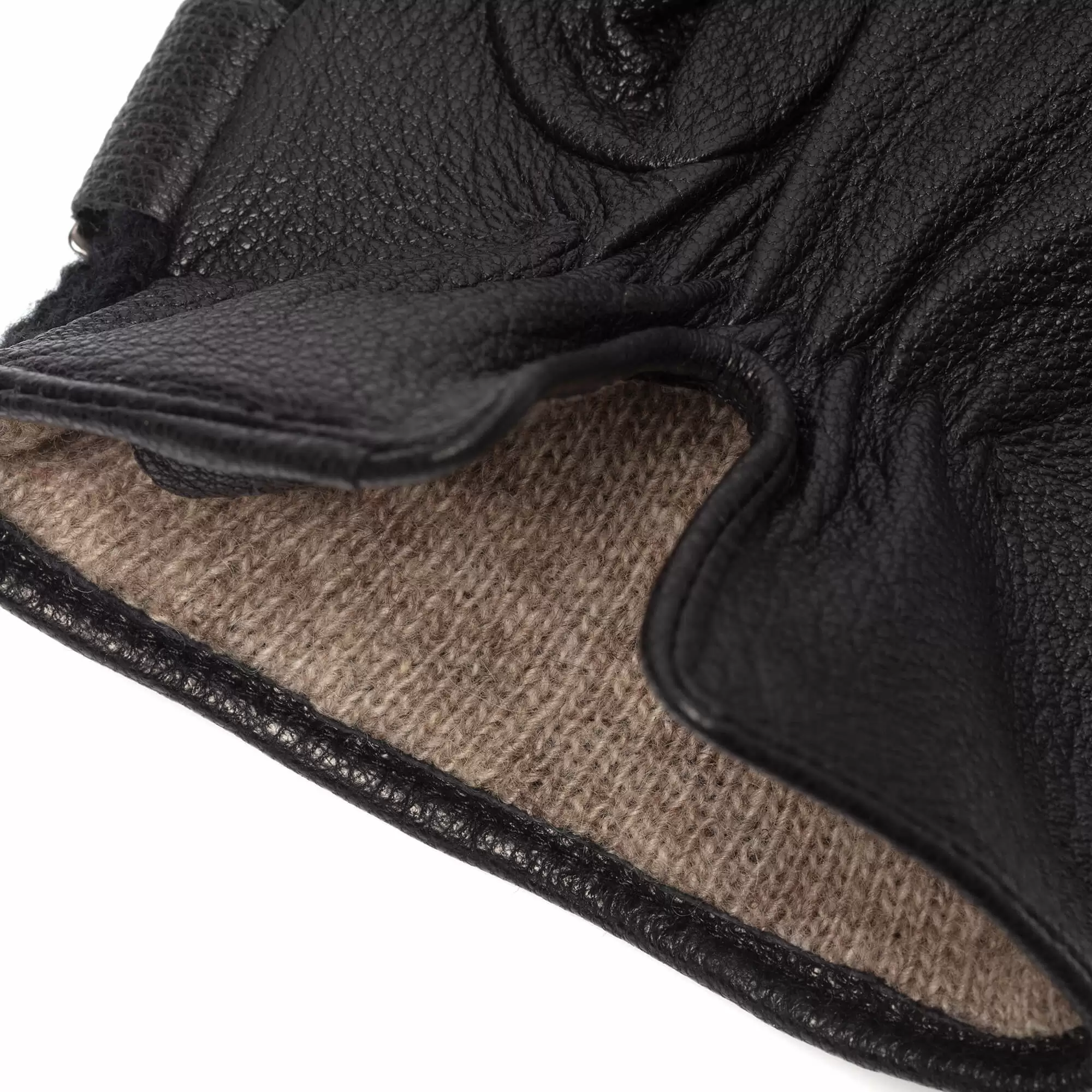 Ace (Geitenleer) – Zwart Wollen Handschoenen Heren Handgemaakt met Voering van Wol & Kasjmier – Image 6