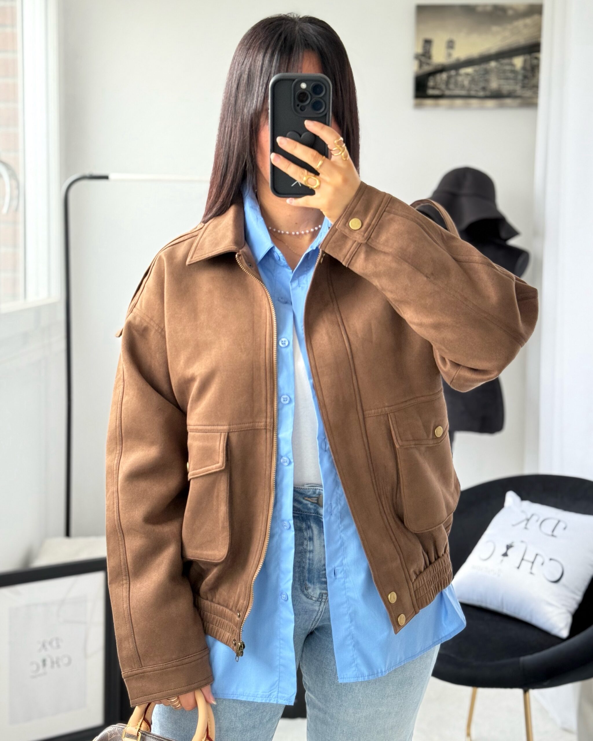 Bomber Suédine Marron – Image 5