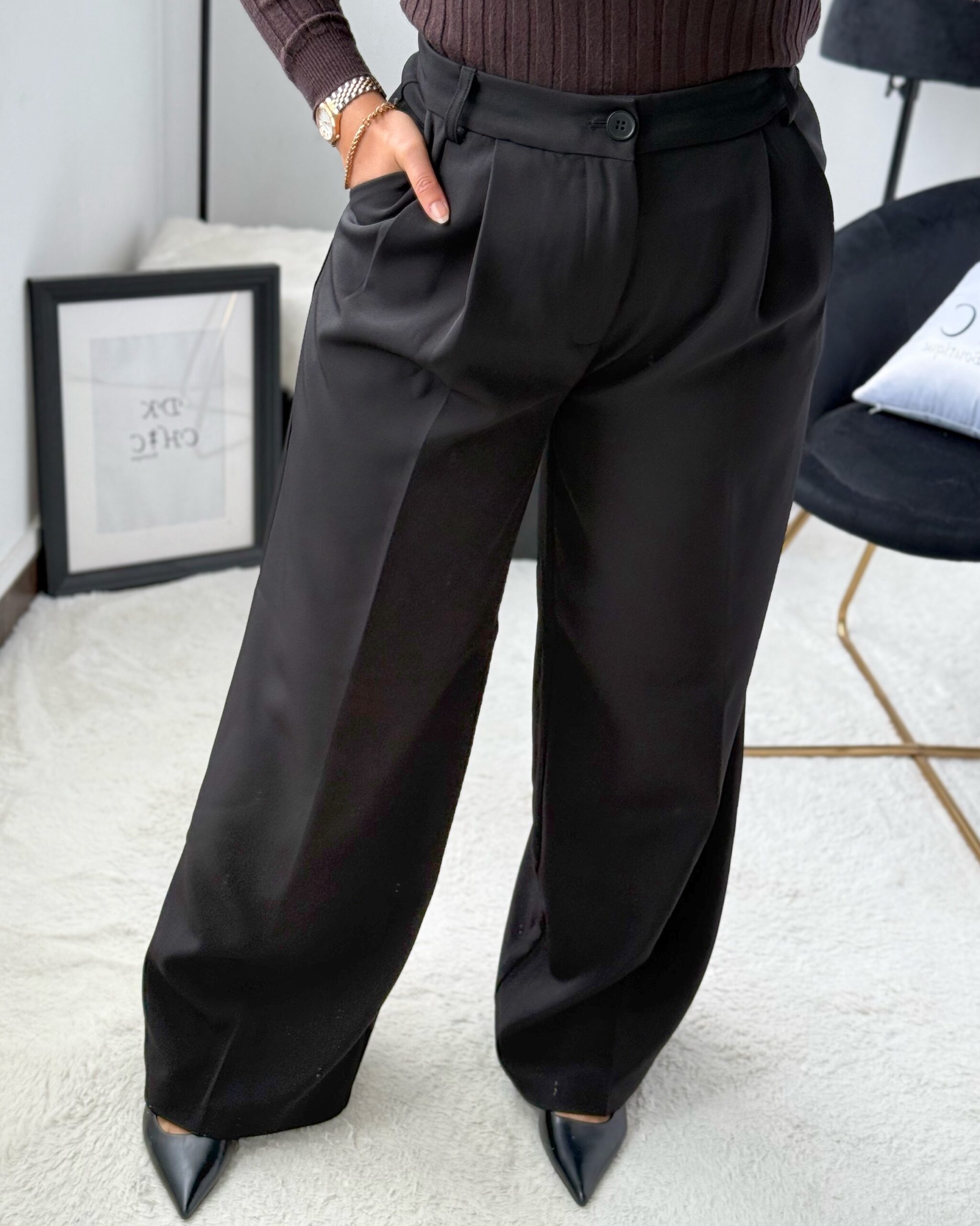 Pantalon à Pince Noir