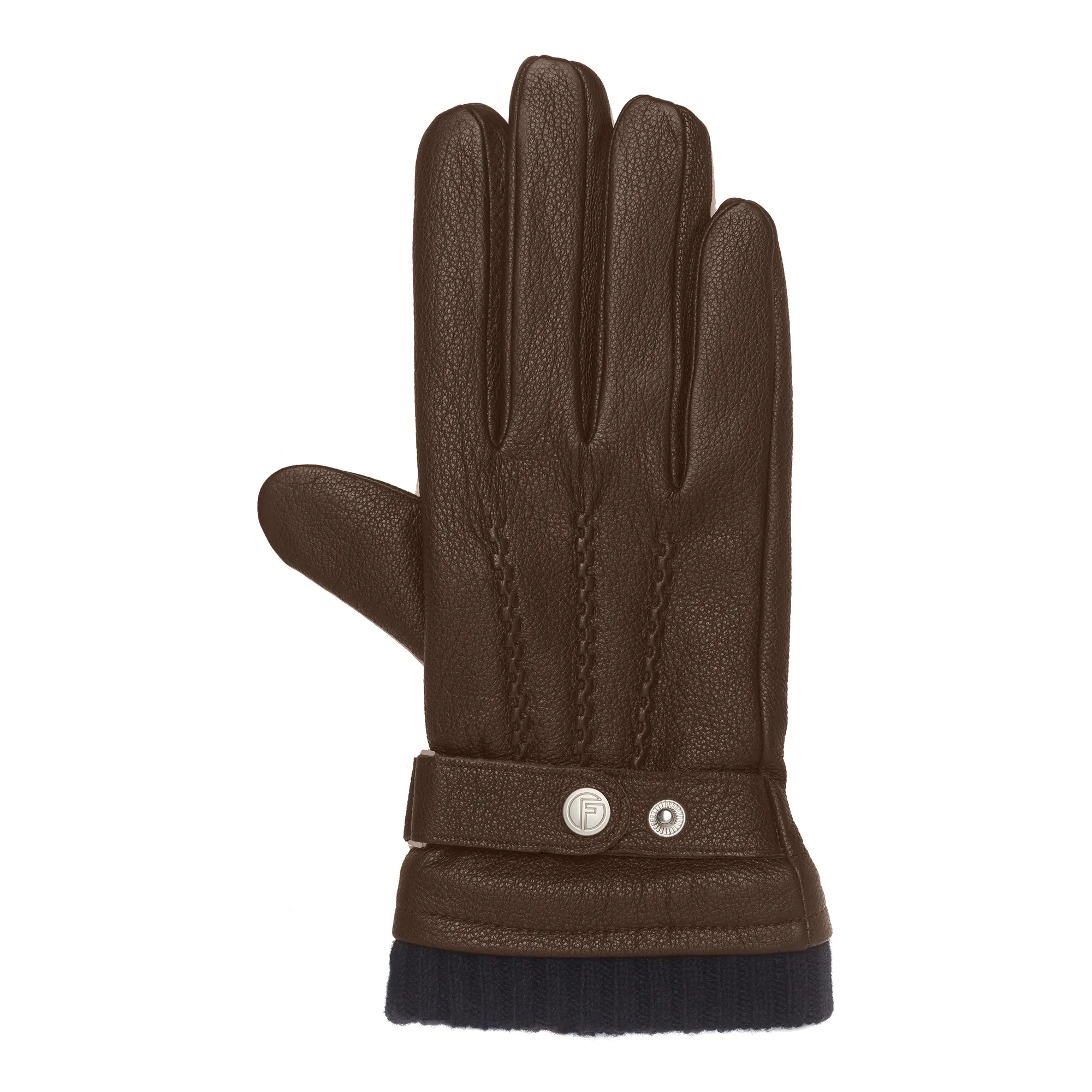 Jack (Geitenleder) – Bruin Leren Heren Handschoenen met Riem, 100% Wollen Voering & Touchscreen Functie – Image 3