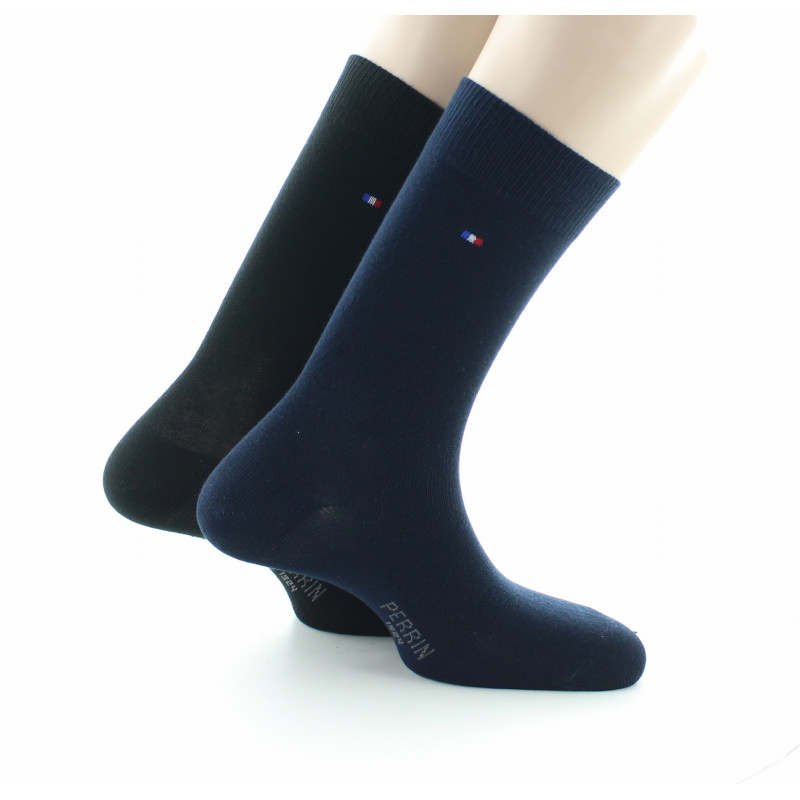 Chaussettes laine unies Marine et Noir