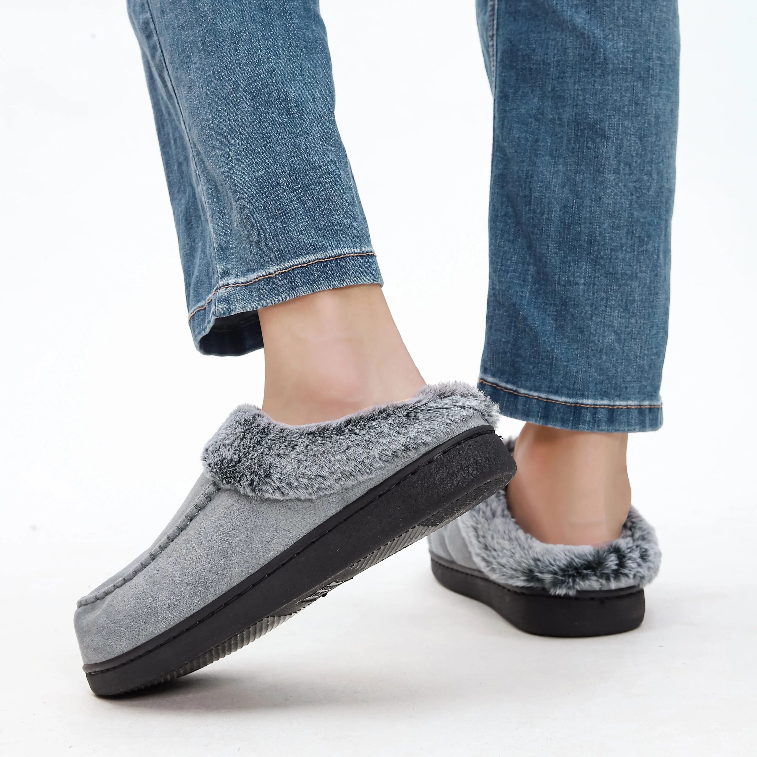 Chausson polaire en cuir et intérieur fourré pour homme – Image 3