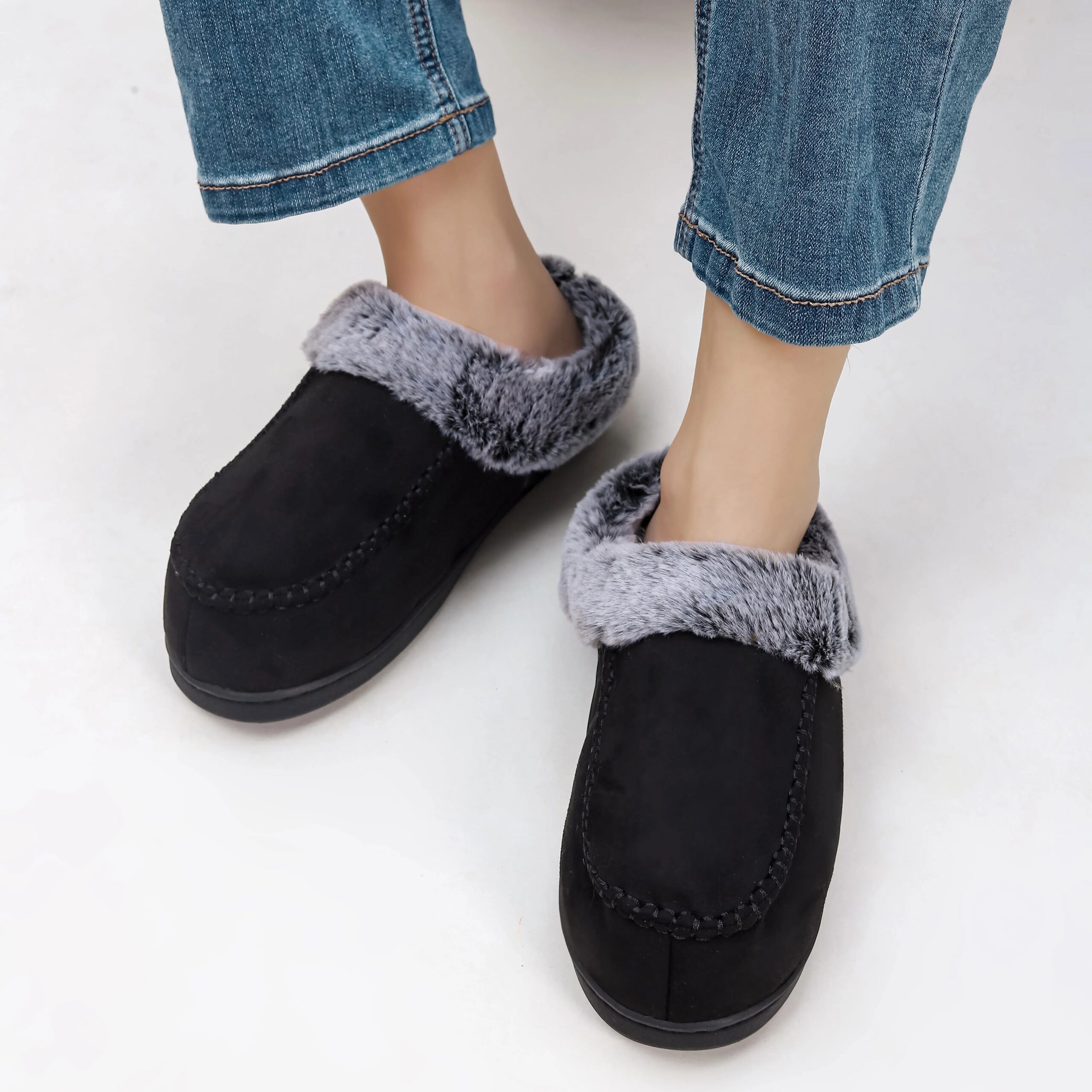 Chausson polaire en cuir et intérieur fourré pour homme – Image 5