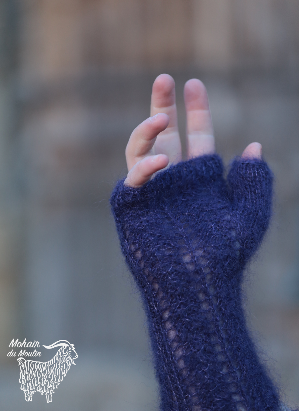 Mitaines mohair ajourées avec pouce