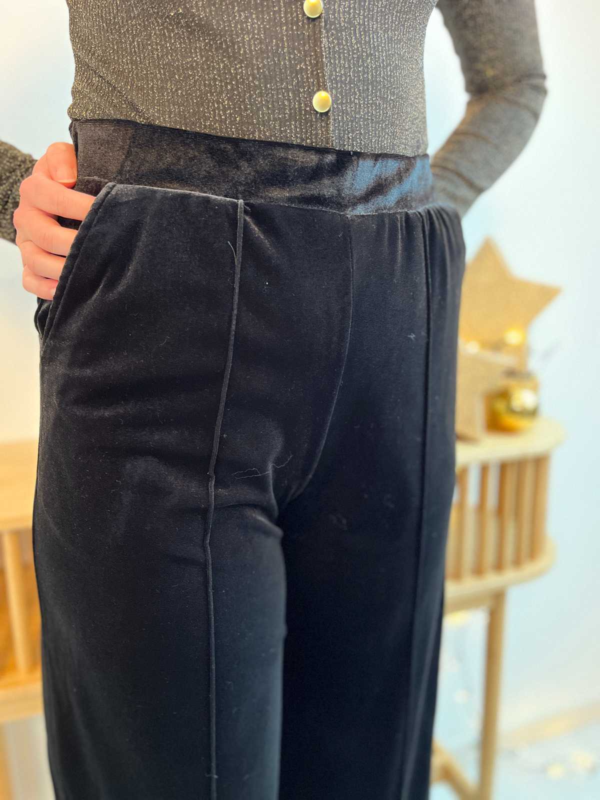 PANTALON VELOURS NOIR – Image 3
