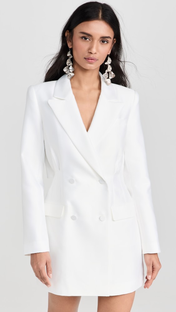 White Taffeta Tailored Mini Dress