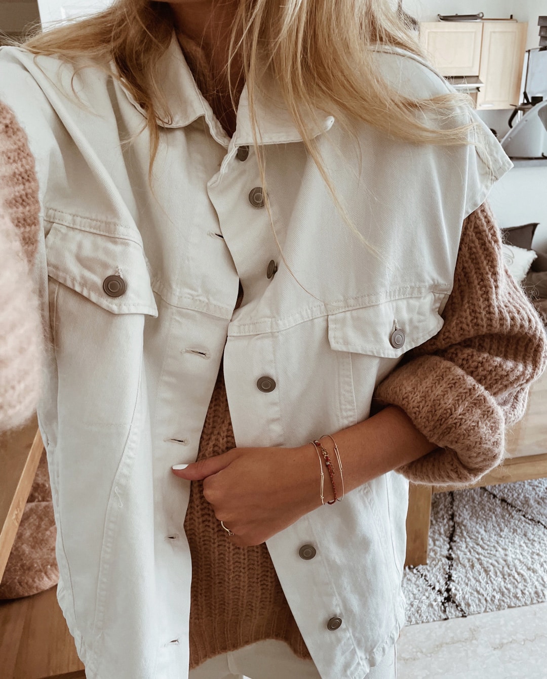 Gilet Sans Manche en Jeans Blanc Pedro