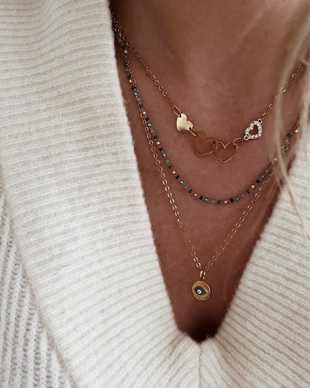 Collier Acier Inoxydable Bleuté