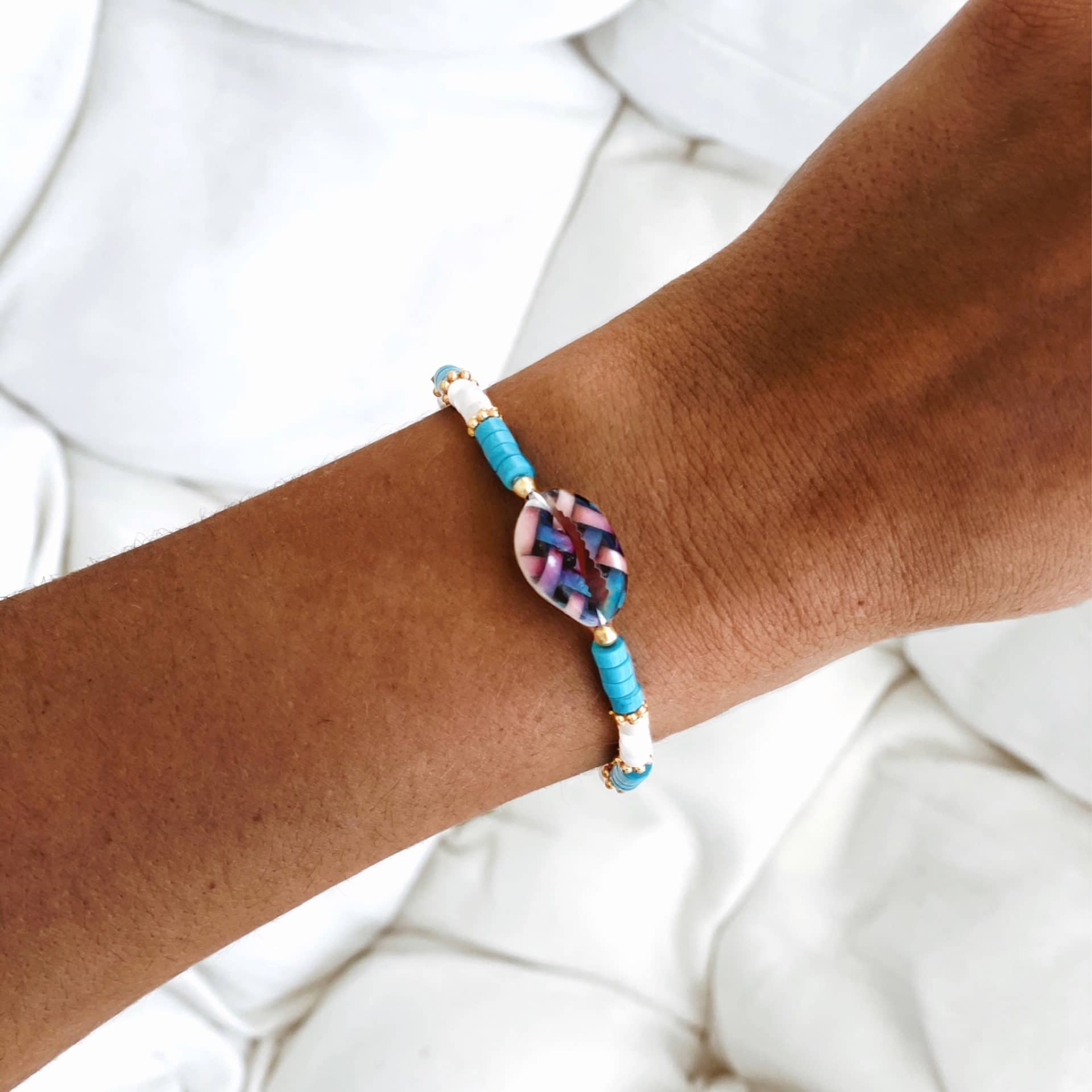 Bracelet Coquillage Turquoise Maldives