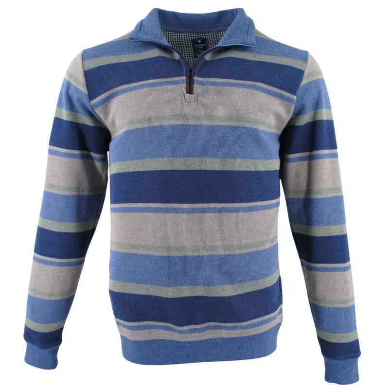 Pull sweat homme col montant zippé REDMOND rayé